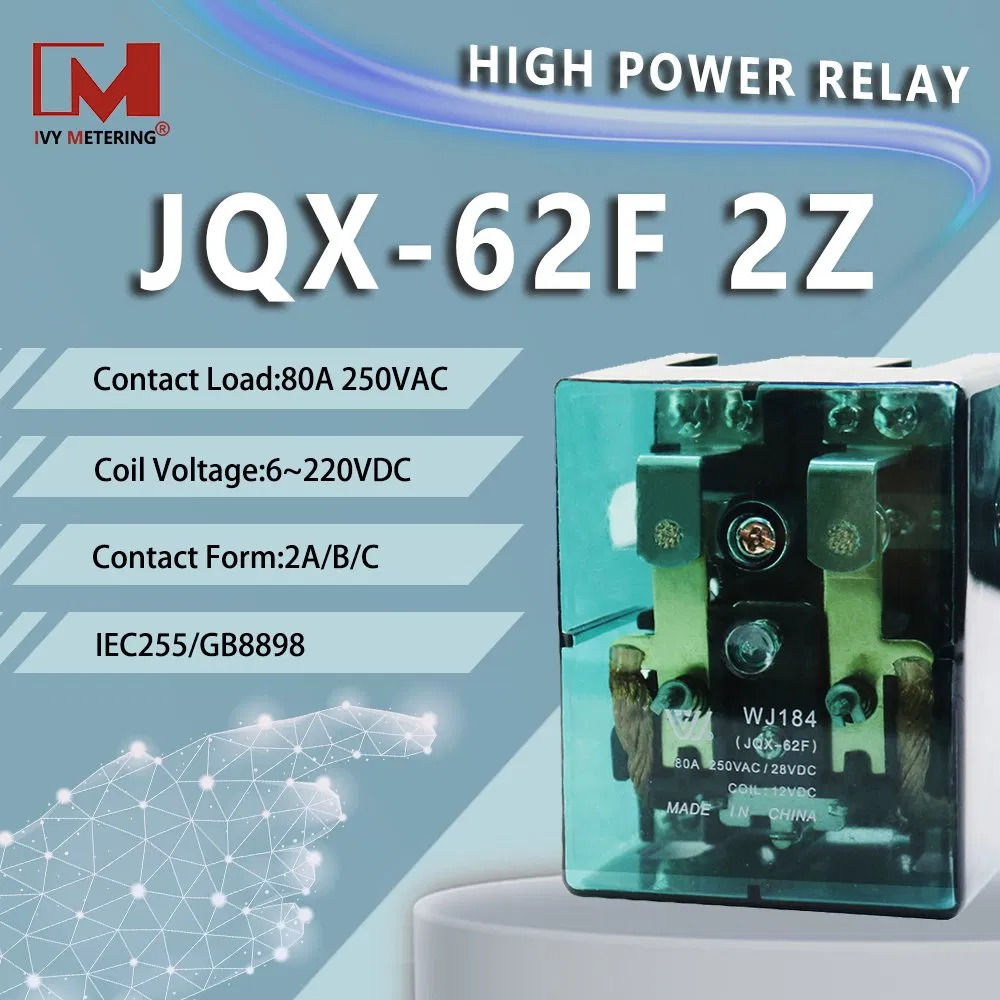 100A 90A 80A 汎用リレー電気産業用パワー電磁リレー Jqx Jqx62f 2z 2c Dpdt Dpst CE UL RoHS